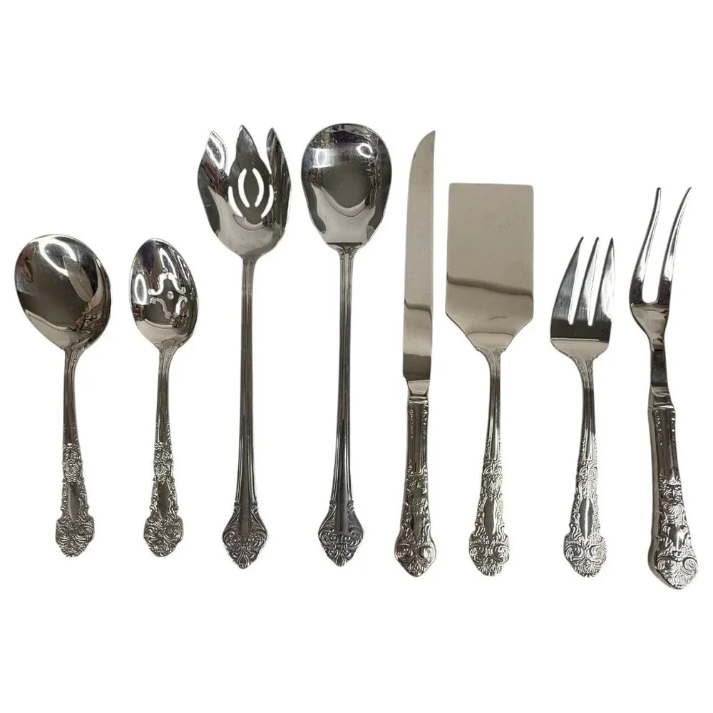 8 Piece Reed & Barton Renaissance‎ Stainless 18/10 Glossy Silverware Serving Set